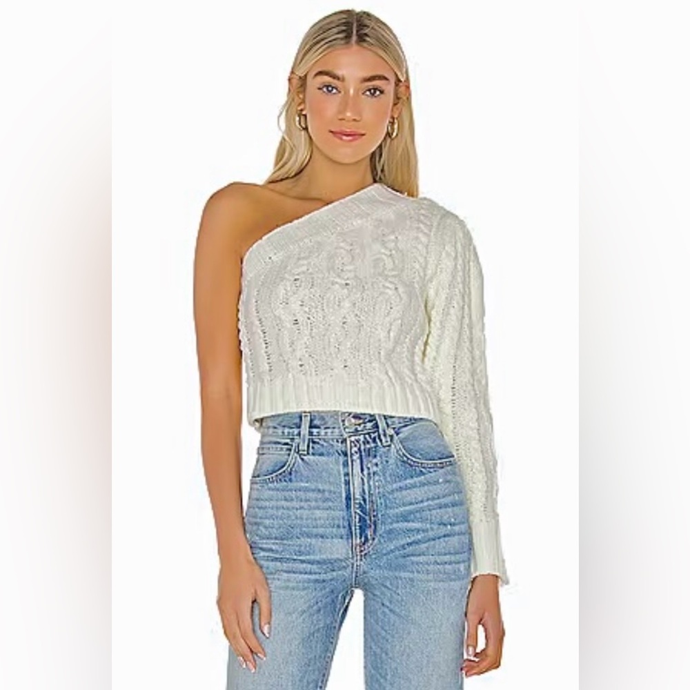 For Love & Lemons NWT Quinn One Shoulder Sweater in Ivory Size Medium